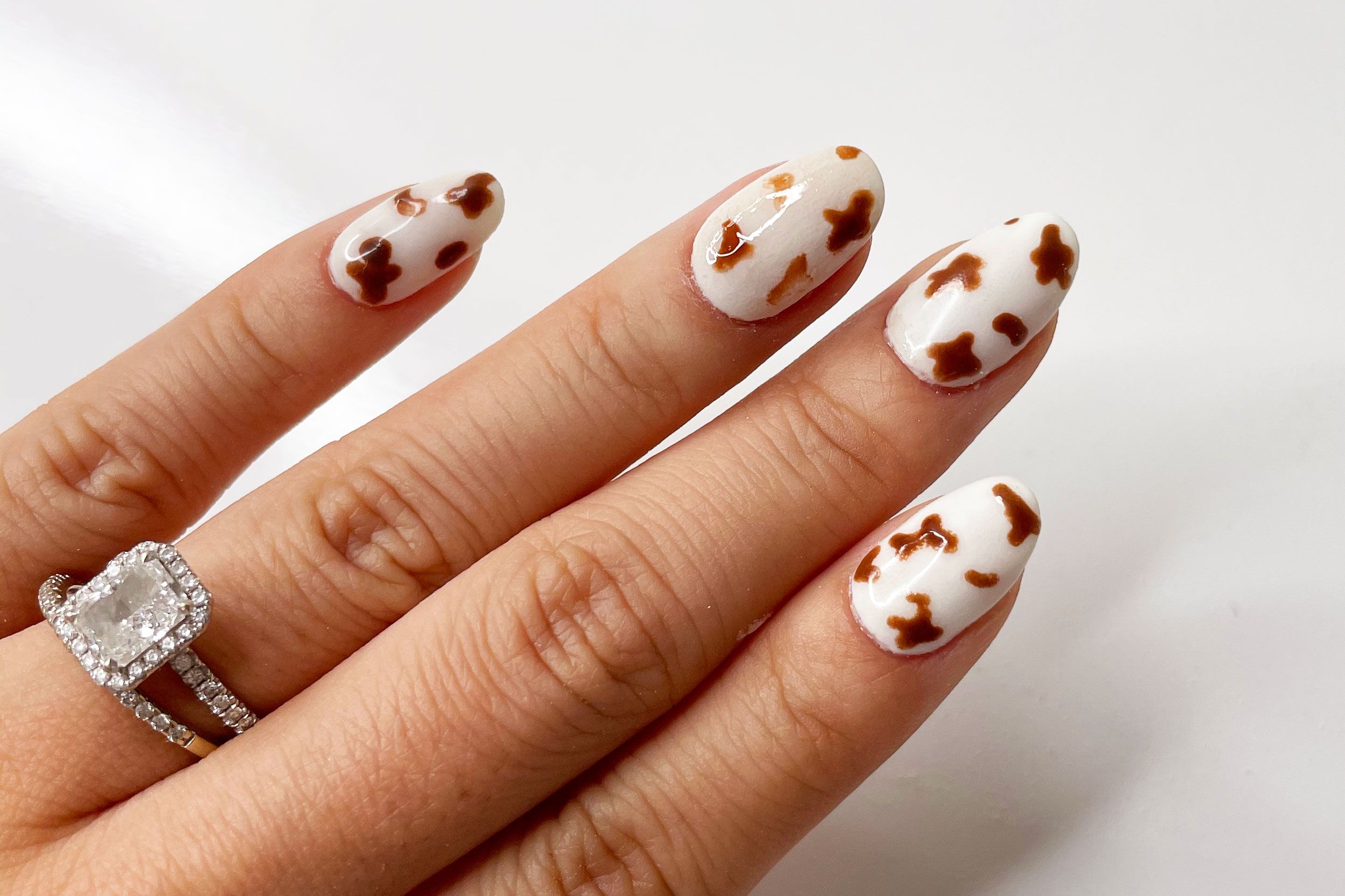 Cow Print Full Set Cow Print Gel Press on Nails Coffin Shape Medium Nails  Hand Painted All Tools for Application Included - Etsy